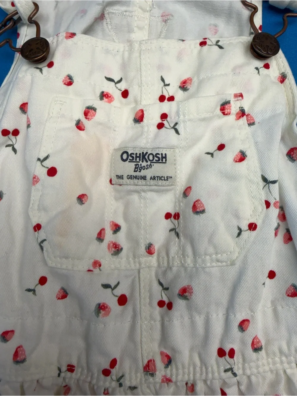 OshKosh B'gosh White Cherry Print Girls' Overall Dress